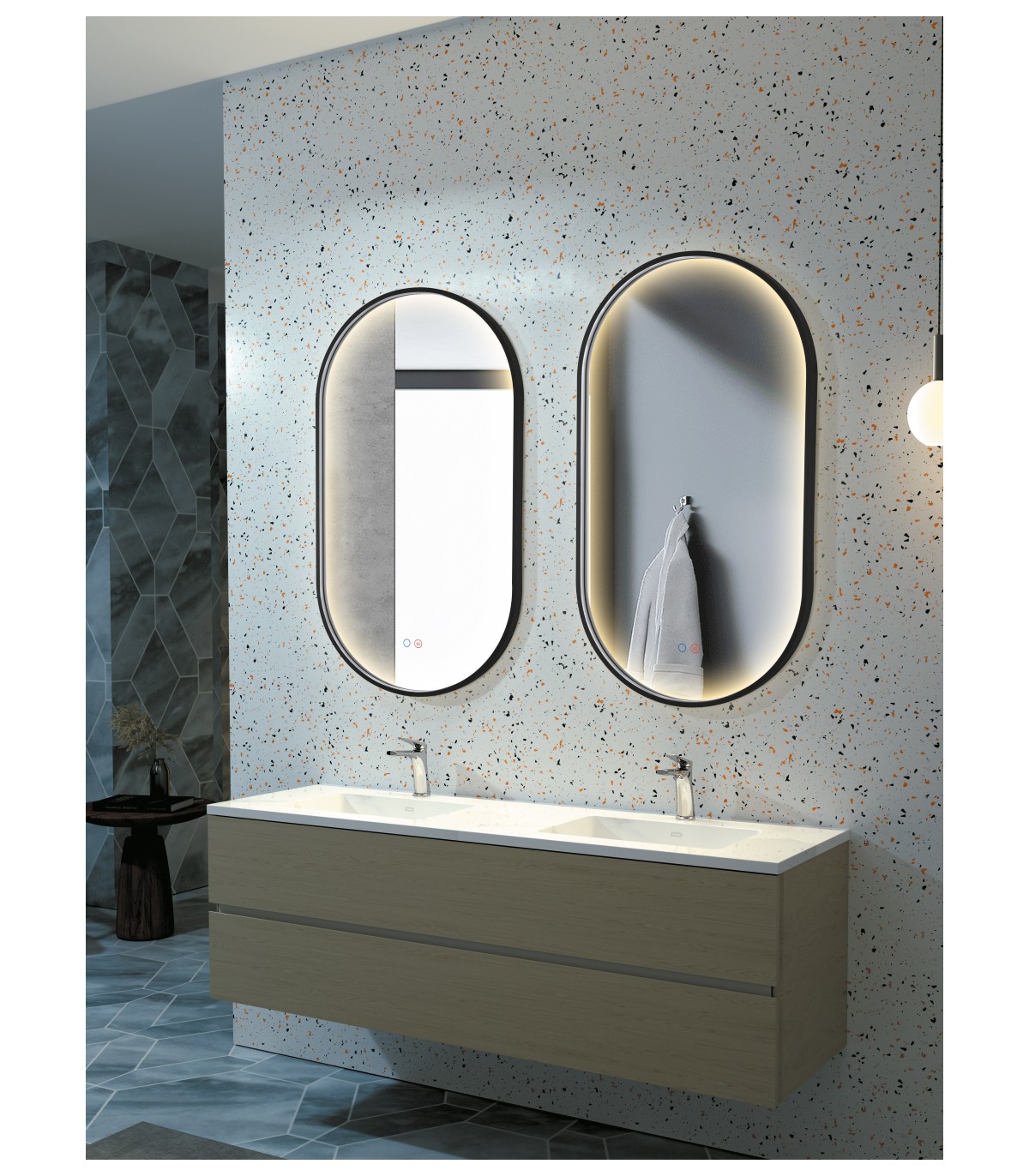 Espejo de baño con cantos romos y luz led incorporada